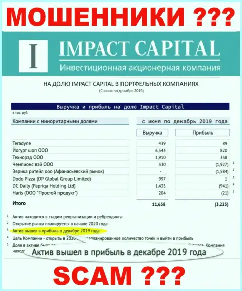 На официальном сайте ImpactCapital Com рисуют прибыль конторы ?