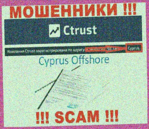 Будьте крайне бдительны интернет кидалы C Trust зарегистрированы в оффшорной зоне на территории - Cyprus