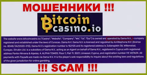 Организация Bitcoin Casino находится под крышей конторы Dama N.V.