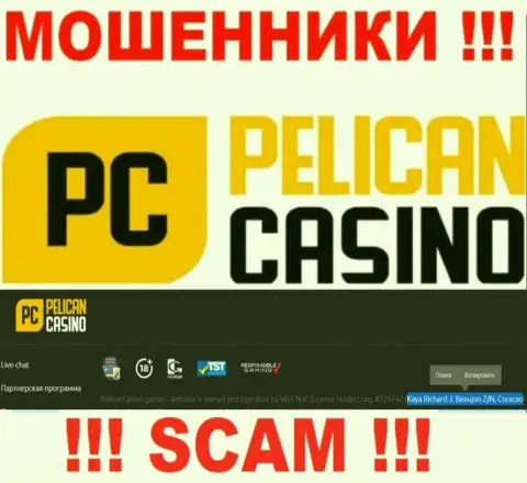 PelicanCasino Games - это жулики !!! Спрятались в офшоре по адресу Kaya Richard J. Beaujon Z/N, Curacao и выманивают вложенные денежные средства реальных клиентов
