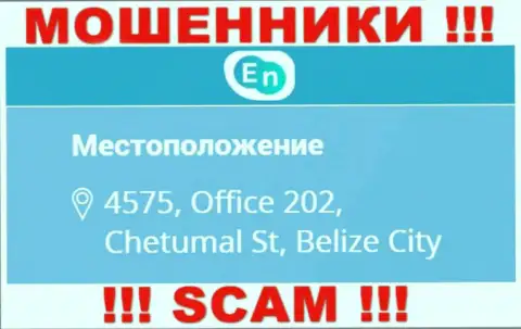 Официальный адрес мошенников EN-N Com в оффшоре - 4575, Office 202, Chetumal St, Belize City, эта инфа засвечена у них на официальном ресурсе