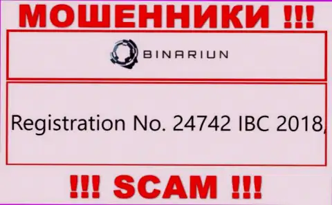 Регистрационный номер конторы Binariun Net, которую стоит обходить стороной: 24742 IBC 2018