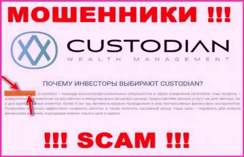 Юридическим лицом, управляющим internet-аферистами ООО Кастодиан, является ООО Кастодиан