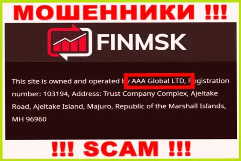 Инфа про юр лицо internet мошенников FinMSK - ААА Глобал Лтд, не сохранит Вас от их лап
