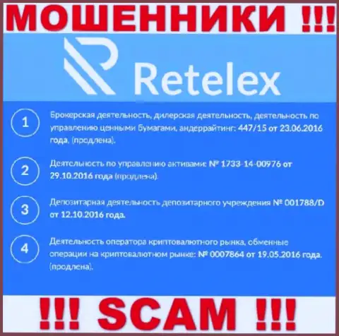 Retelex, замыливая глаза лохам, показали на своем сервисе номер их лицензии
