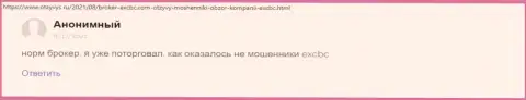 Информационный портал otzyvys ru поделился отзывом игрока об дилинговом центре EXCBC