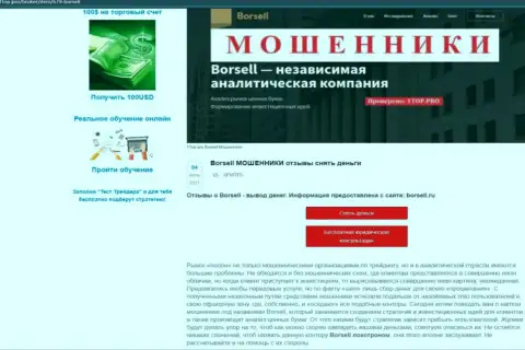 Обзор мошеннических комбинаций scam-проекта Borsell - это МОШЕННИКИ !