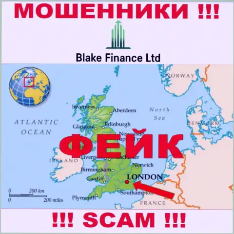 Достоверную информацию о юрисдикции Blake Finance невозможно отыскать, на веб-портале организации лишь липовые данные