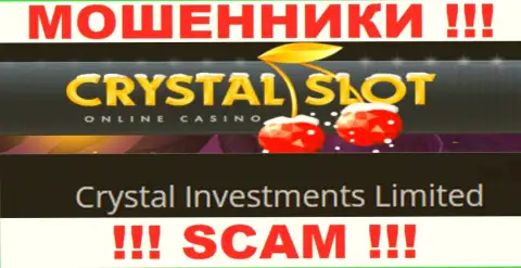 Организация, которая владеет жуликами CrystalSlot Com - это Кристал Инвестментс Лимитед