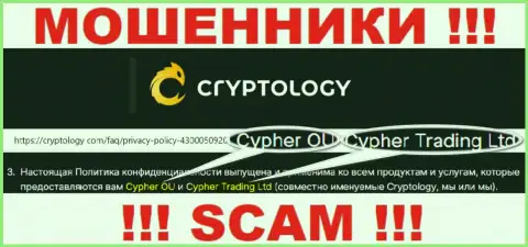 Информация о юридическом лице организации Криптолоджи Ком, им является Cypher OÜ