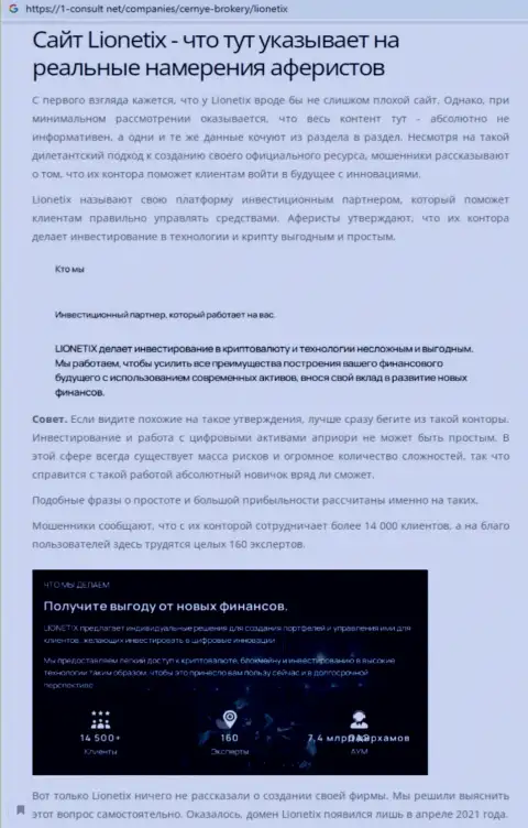Заключения о незаконных проделках компании Lionetix Com (обзор противозаконных деяний)