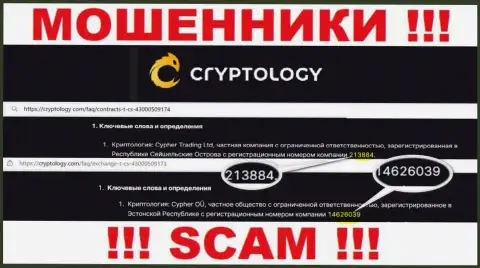 Cryptology Com оказывается имеют регистрационный номер - 14626039