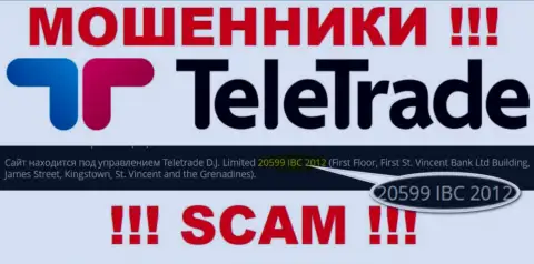 Номер регистрации internet мошенников ТелеТрейд (20599 IBC 2012) никак не доказывает их честность