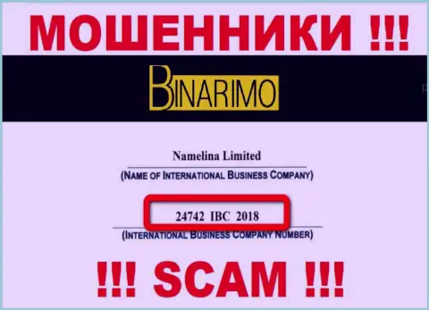 Будьте крайне осторожны !!! Binarimo обманывают !!! Рег. номер указанной организации: 24742 IBC 2018