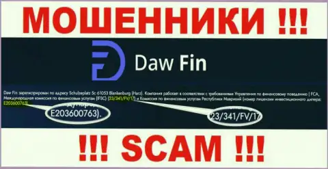 Номер лицензии DawFin Com, у них на веб-сервисе, не сможет помочь уберечь Ваши денежные вложения от воровства