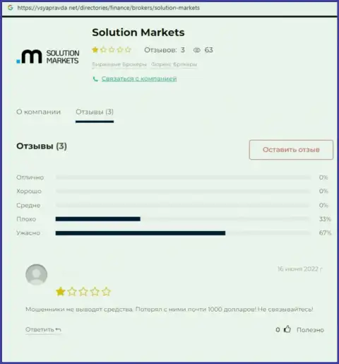 Solution-Markets Org - это противоправно действующая контора, обдирает клиентов до ниточки (отзыв)