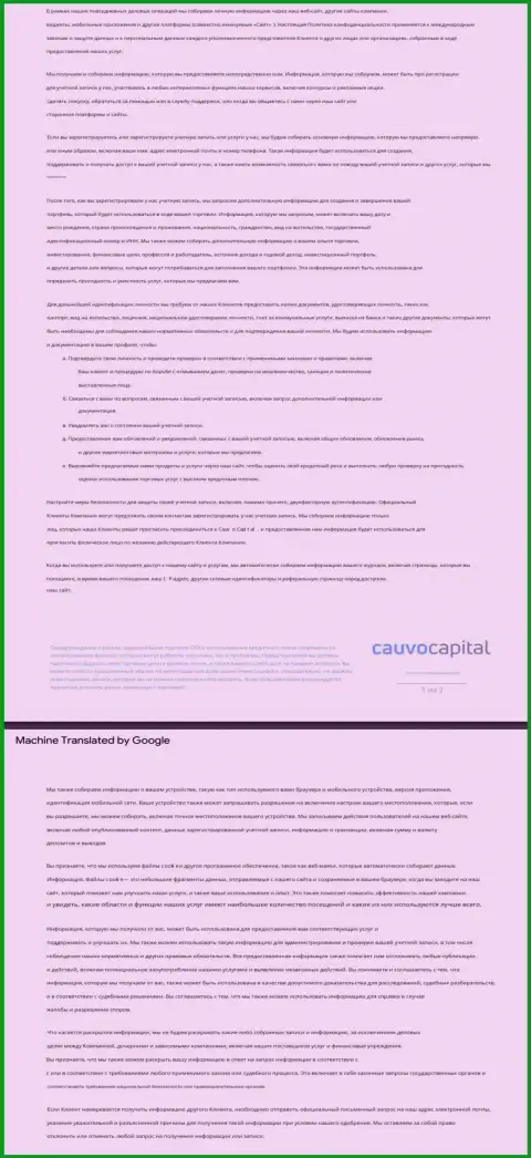 Политика конфиденциальности компании Cauvo Capital